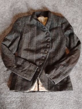 Walker Slater "Emma" Lambswool Tweed Jacket Windowpane Brown/Plum Lining Tear